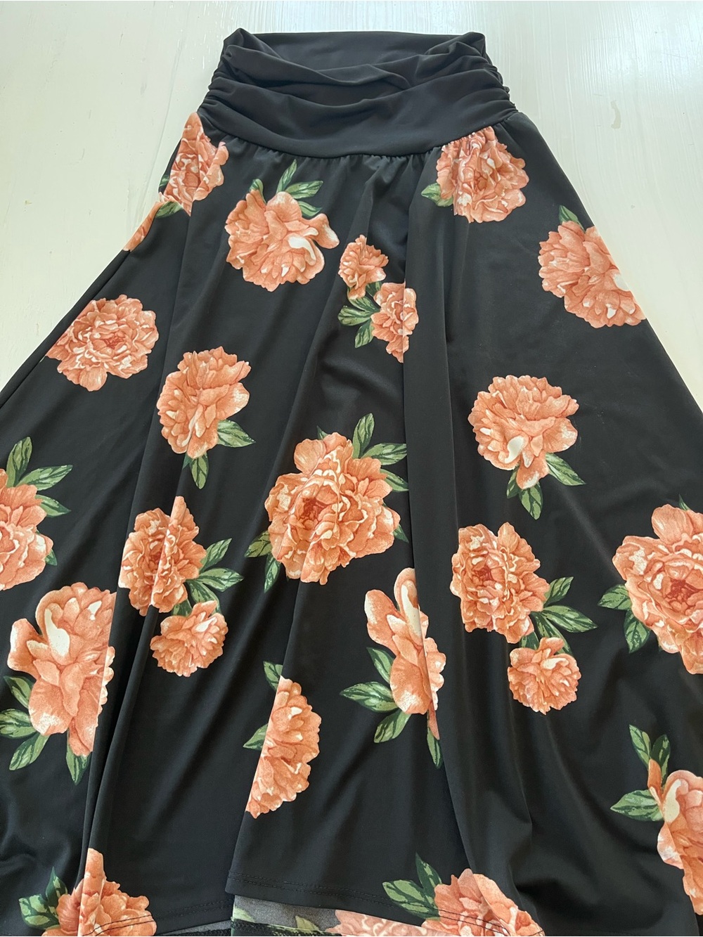 Apt. 9 Black A-Line Skirt with Peach Floral Print - Picture 2 of 4